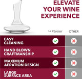 Le Chateau Wine Decanter - 100% Hand Blown Lead-free Crystal Glass